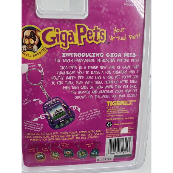Vtg Tiger Electronics Giga Pets Digital Doggie Virtual Pet Purple 1997 Sealed - Picture 3 of 10